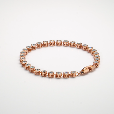 Rose Gold Plated Solitaire Bracelet Created with Zircondia