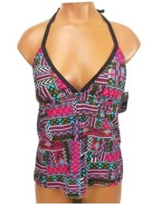 NEW Mossimo Swimsuit Halter Top Tankini Aztec Print Padded Swim Wear Size Small