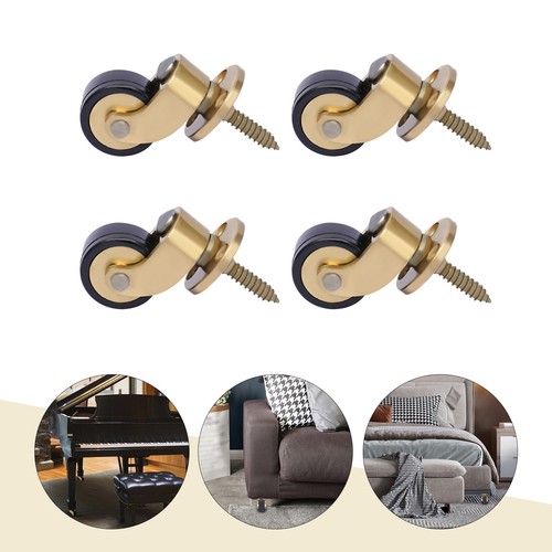 4 PIEZAS Latón Universal Mueble Rueda Rueda Rodillo Mesa Silla Sofá Piano Goma