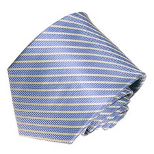 Men's white and light blue striped pattern neck tie