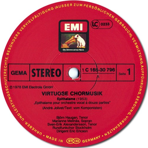 EMI 4LP JOLIVET POULENC TALLIS MONTEVERDI STRAUSS PIZZETTI Choral Music ERICSON - Picture 3 of 3