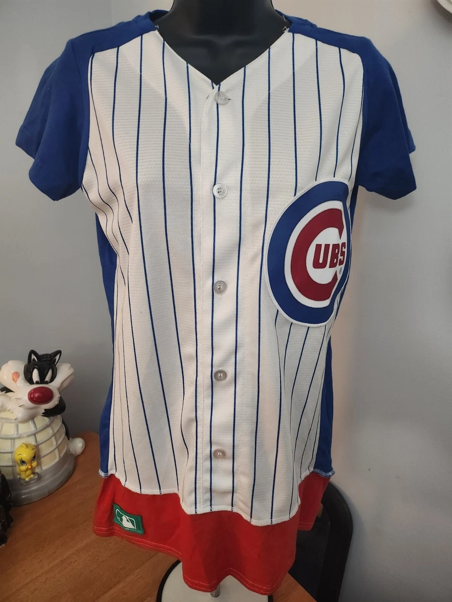 Refried Apparel Tee Shirt Jersey MLB Chicago Cubs Womens Small Pin Stripe