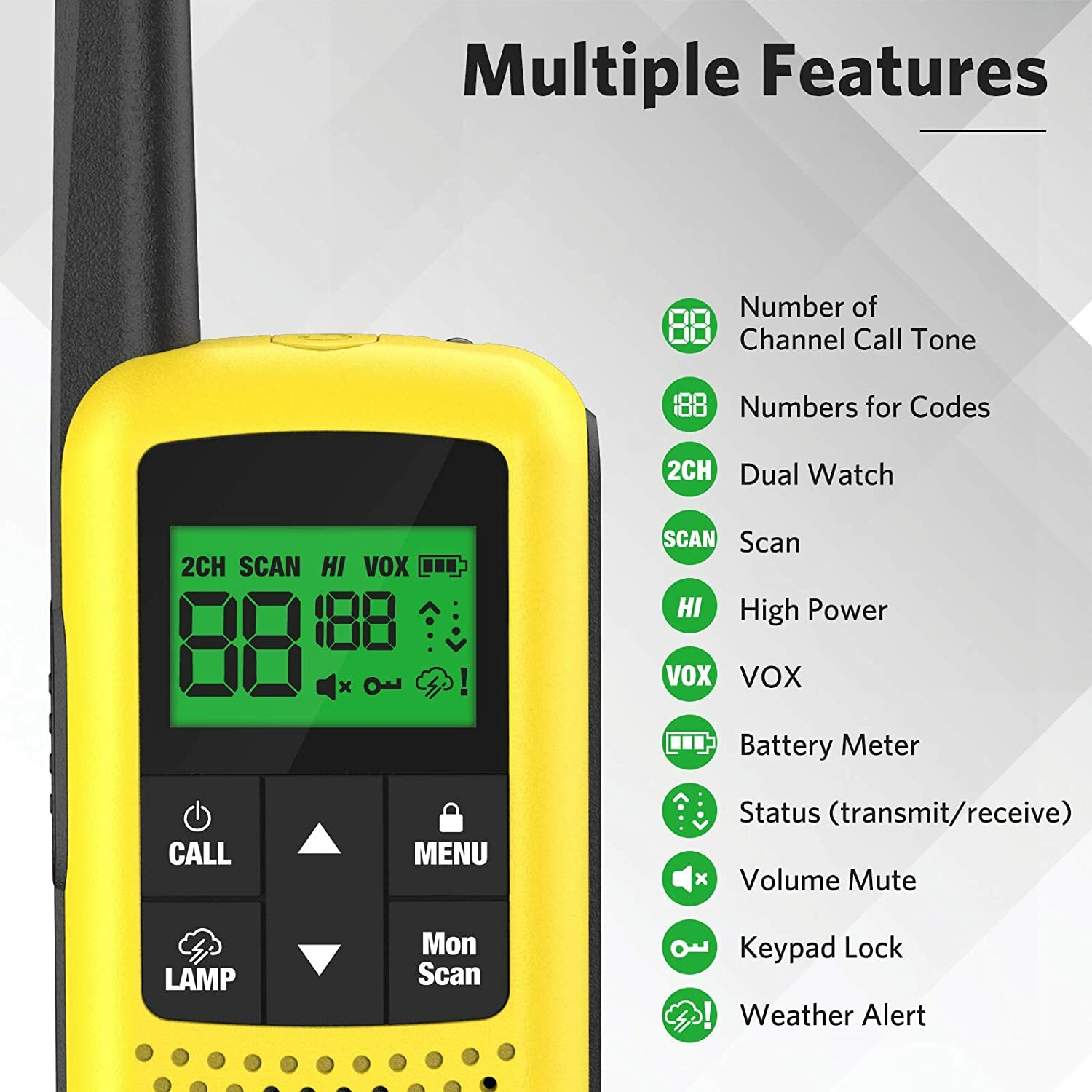 NEW- COTRE Two Way Radios Up to 32 Miles USB Rechargeable Walkie Talkies Yellow