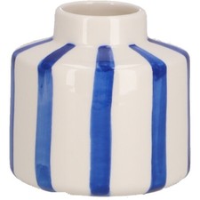 Kleine Keramik Vase "Finley" Streifen blau weiß mediterran Vosteen