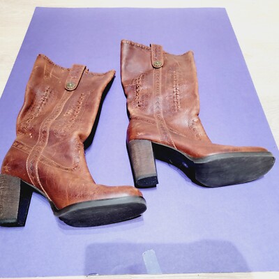 Gianni Bini Boots Brown High Heel Block Boots Size 7M