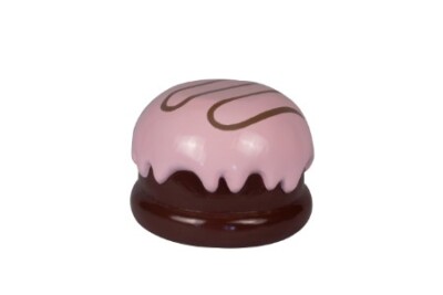 12'' Chocolate Brown Truffle with Pink Drizzle Resin Statue Candy Prop Display 