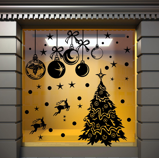 Set Di 2 Adesivi Statici A Forma Di Albero Di Natale, Grande Albero Di Natale Dorato Per Pareti Finestre Porte Vetrine 90934047
