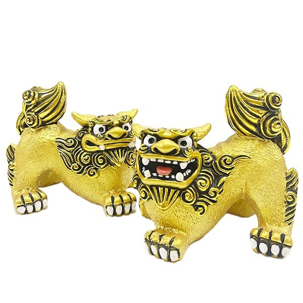 Okinawa shisa GOLD money luck pair shisa height 3.2 inches from