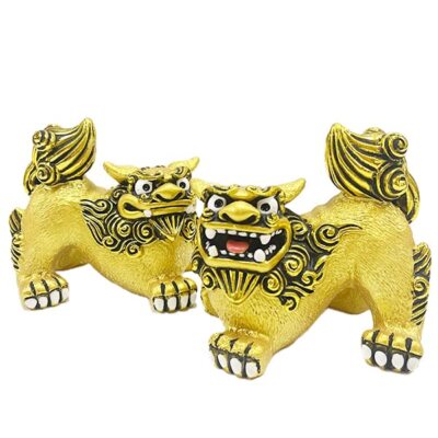 Okinawa shisa GOLD money luck pair shisa height 3.2 inches from