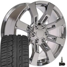 20 In Chrome 5409 Rims 27555r20 Tires Tpms Set Fits Escalade Sierra Yukon