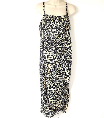 Mlle Gabrielle Womens Dress 3X Black Brown Animal Print Sleeveless  Ruched