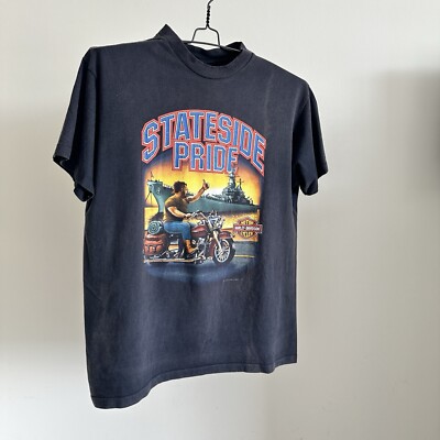 Rare Vintage HOLOUBEK Harley Davidson Stateside Pride 1991 T Shirt