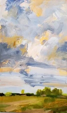 ORIGINAL acrylic PAINTING "8.78" x 14.25" Abstract Landscape #7 by G.Freeman US 