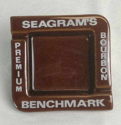 Seagrams Benchmark Premium Bourbon Porcelain Advertising Ashtray Vintage