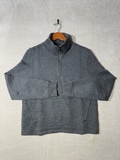 NWTS Athleta Ottoman Ribbed 1/4 Zip Sweatshirt Soft Pullover Gray Womens Medium