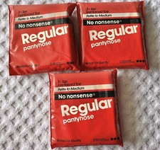 3 No nonsense Regular Pantyhose Petite to Medium 3 Tan Reinforced Toe 1988
