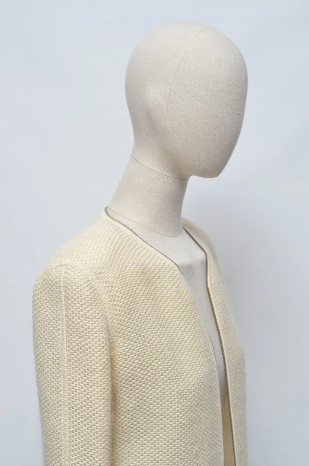 Cardigan CHANEL Identificazione Lusso Donna Beige Lavorato a Maglia Blazer Madein Francia