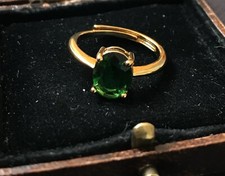 Vintage Style Green Gemstone Ring 18K Gold Plated