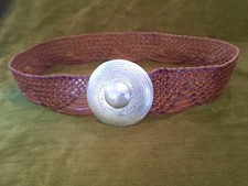 Chicos Woven Leather Medallion Belt Made In Morocco