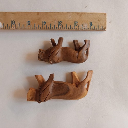 Lot 2 Vtg Hand Carved Wooden Wood Lion Figure Figurine African Safari Made Kenya - Picture 4 of 18