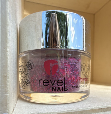 Revel Nail Dip Powder-XOXO D591 Pink Glitter Effect Color 0.5 oz Slightly Used
