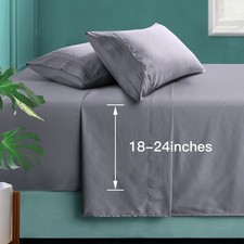 Extra Deep Pocket Queen Sheets, Grey Microfiber, 4 Piece