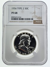 1956 Type 2 Proof Silver Franklin Half Dollar, NGC PF68