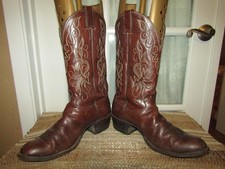 Vintage 90's Justin Leather Brown Cowboy Boots Style 2556 Size 9.5 D USA made