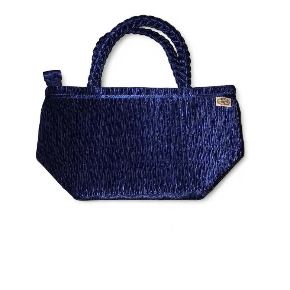 Bolsa tote NaRaYa azul marinho texturizada com alças duplas e fecho com zíper - Imagem 3 de 4