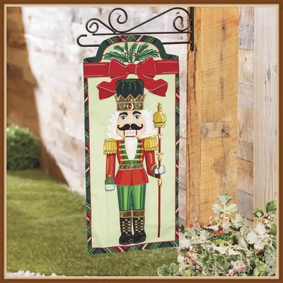 EVERGREEN GARDEN FLAG  * DECK THE HALLS NUTCRACKER * 3-DIMENSIONAL DESIGN - NEW