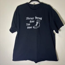 Werner Herzog Eats His Shoe XXL DIY Bootleg Screen Print Shirt, Gildan New