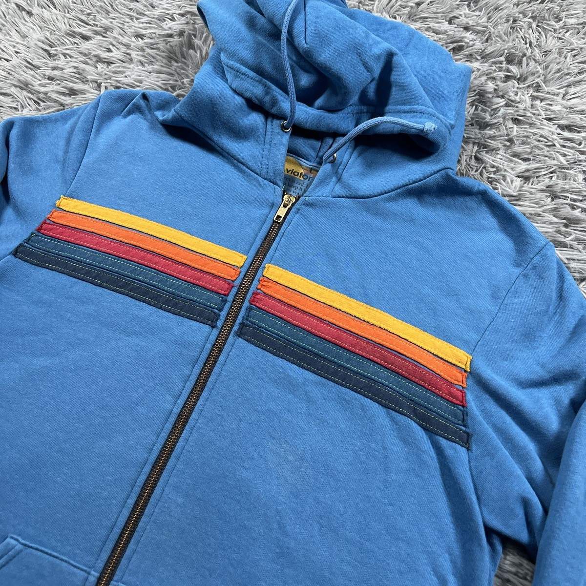 Aviator Nation Charcoal Blue Zip Front Sweater Aviator Nation