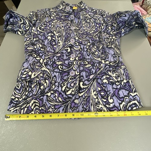 St John Womens Blazer Jacket Size M Purple Floral Paisley Buttons silk blend - Picture 11 of 15