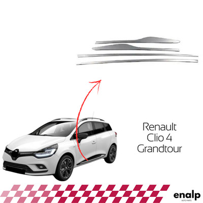 Chrom Tür Seitengurt Zierleiste 4 Stück für Renault Clio 4 Grandtour Edelstahl