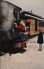 South Carver,MA Santa Claus Greets Children Edaville Railroad Chrome Postcard