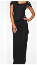 Alex Evenings Black Formal Dress Sz 12 Side Rouching Slimming Classy Wedding