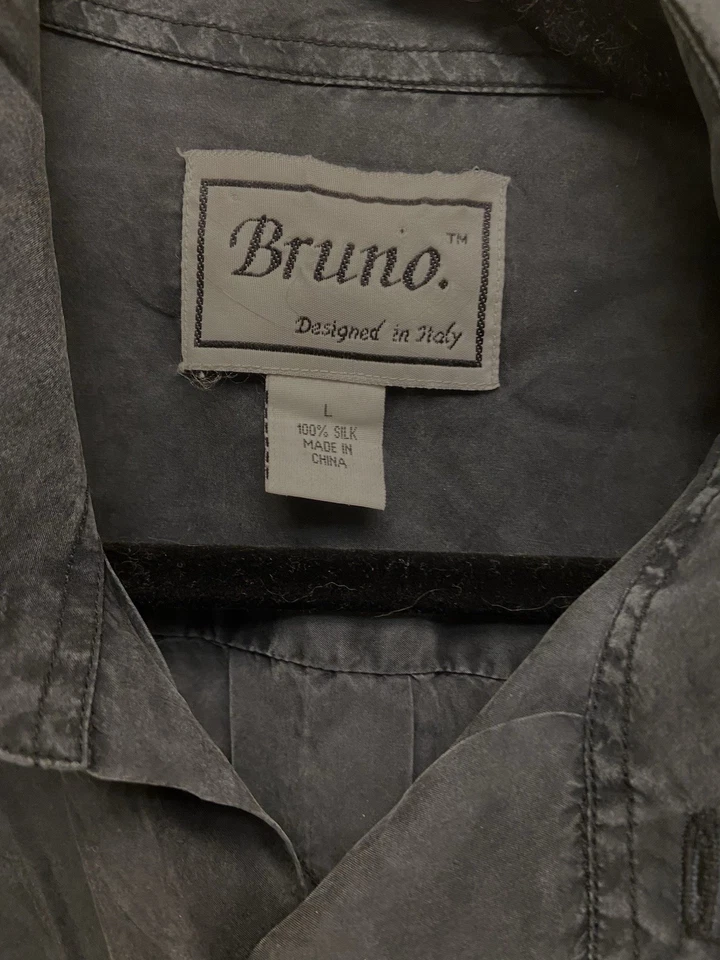 BRUNO SILK L Mens Shirt BLACK 2 Chest Pockets 48 Chest - 33 Long Shoulder To Hem - Image 2 of 4