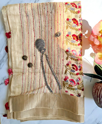  Handbestickter, Indischer Sari, Onam Sari, Vishu. kerala durga pooja sari 