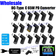 Lot 100 x Laptop Charger to USB Type-C PD Power Converters Adapters 65W