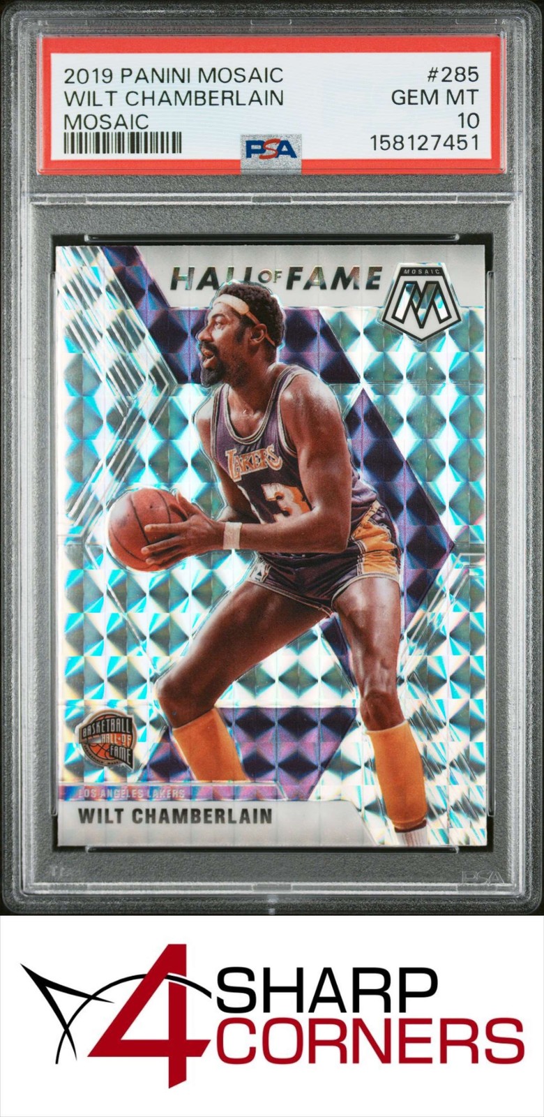 2019 PANINI MOSAIC PRIZM #285 WILT CHAMBERLAIN LAKERS HOF PSA 10 view 1