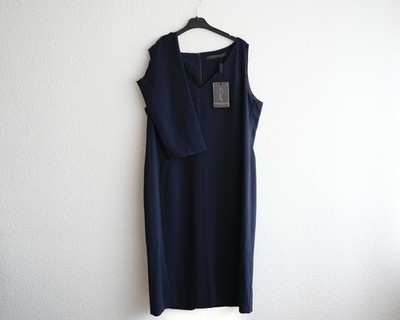 Elegantes Designerkleid von Marina Rinaldi in Marineblau, Gr. 48