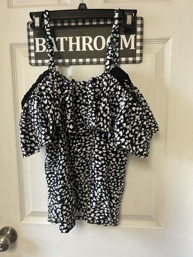 Size 16 NWOT Leopard Print Tankini Top,off Shoulder, Ruffle, Nice