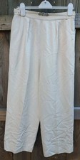 Ralph Lauren Purple Label Luxury Cream Silk Wide Leg Diamond Belted Pants Sz 10