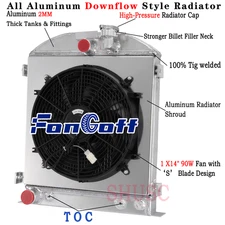 4~Row Radiator Shroud Fan For 1930 1931 1932 Ford Hi-Boy Hot Rod V8 Engine
