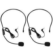 VOVIGGOL 2Pcs Microphone Headset Mic, Flexible Wired Boom 9.7 5.2mm, Black