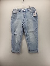 Time And Tru Womens Jeans 14 Blue Regular Mid Rise Boyfriend Distressed Denim