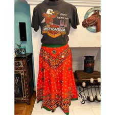 VINTAGE NEW EMBROIDERY  MIRRORS COTTON BANJARA FULL SKIRT BOHO