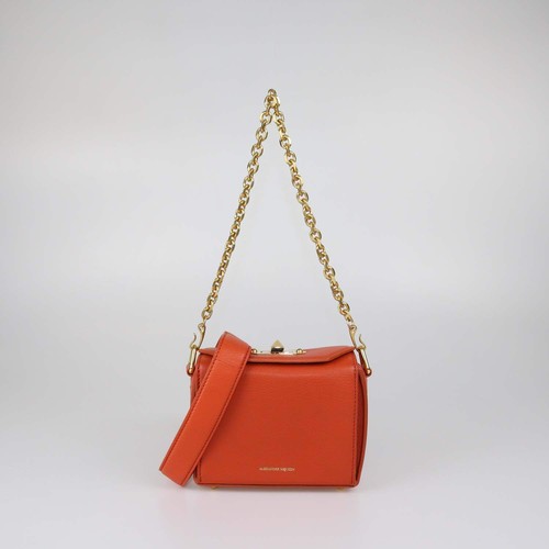 Alexander Mcqueen Orange Leather Box Shoulder Bag