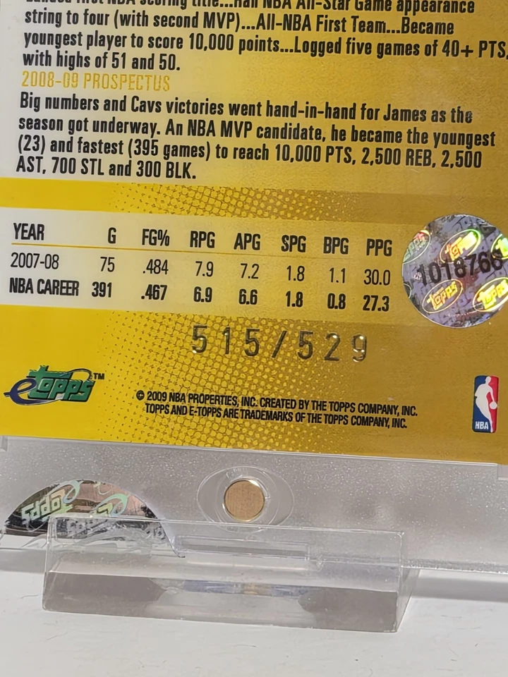 2008-09 Topps eTopps Lebron James 515/529 #32 NBA - Image 3 of 3