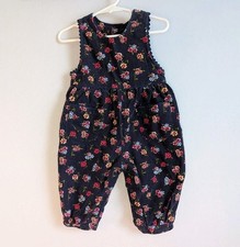 Vtg 90  s McKids McDonald  s Floral Scalloped Corduroy Jumpsuit Cottagecore 12 M